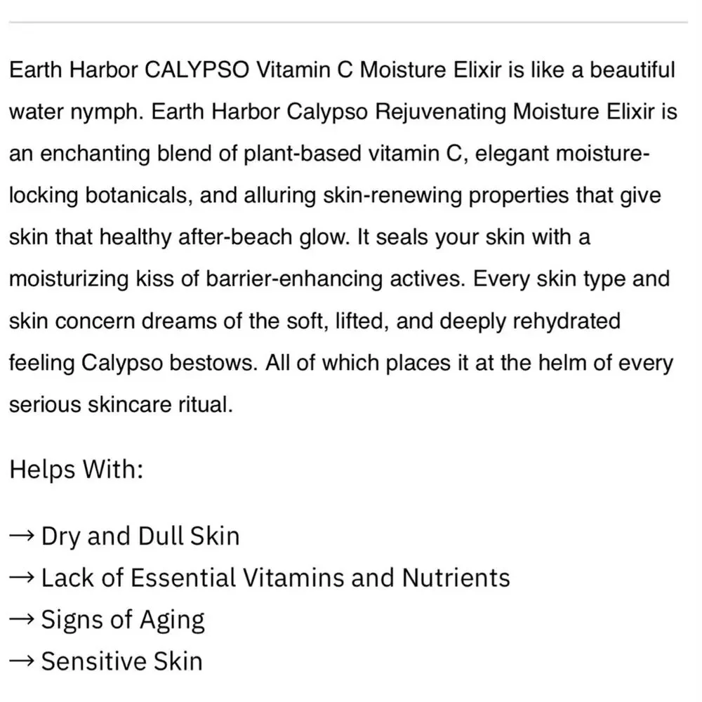Earth Harbor Calypso Vitamin C Moisture Elixer Full Size